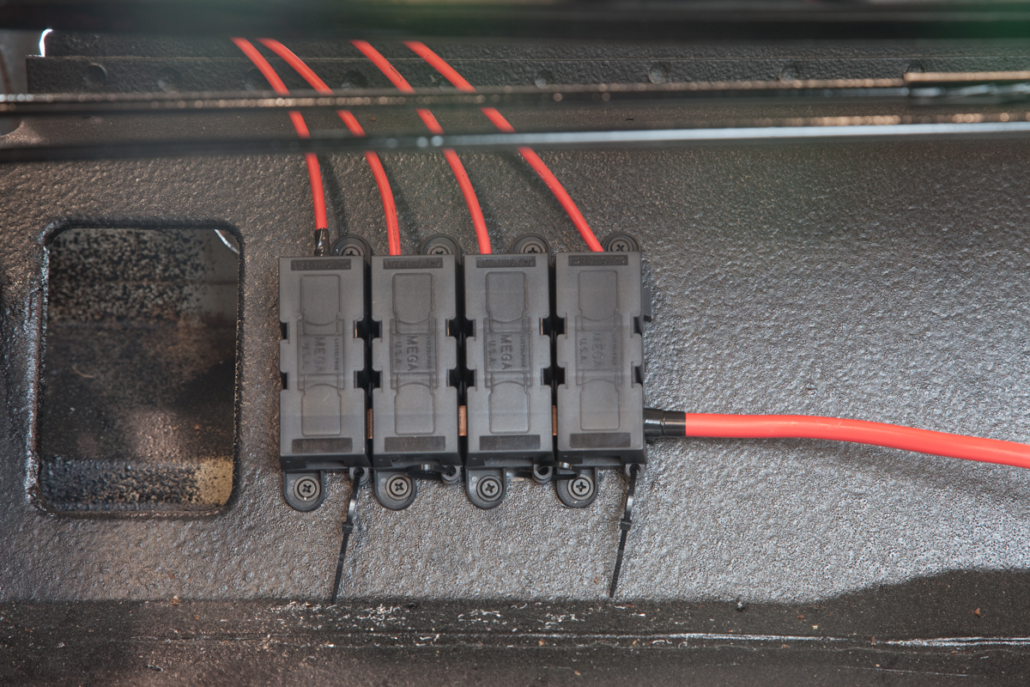 Assembled Mega Fuse block in 1967 Mustang wired with our Infinitybox system