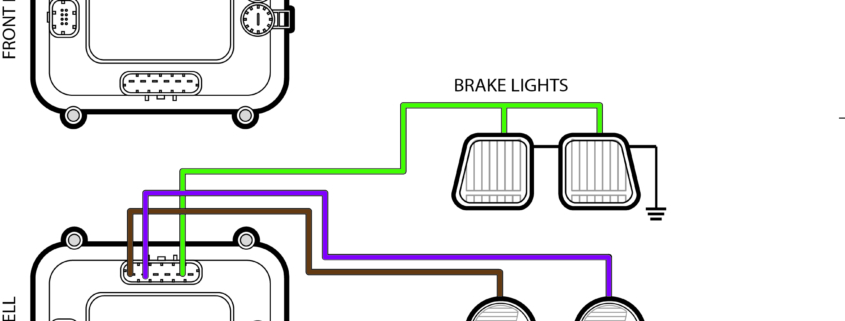 Diagram showing how to wire turn signals and brake lights with the Infinitybox system.