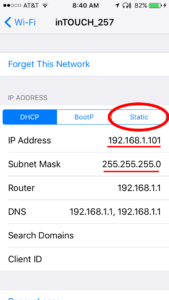Step 5 of connecting the Infinitybox inTOUCH NET Module to your Apple Device