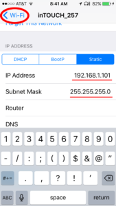 Step 6 of connecting the Infinitybox inTOUCH NET Module to your Apple Device